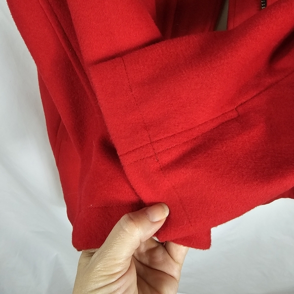 Pendleton Women Hudson Bay Red Wool Car Coat Sz M Striped Lining Water Repellent - Picture 14 of 16